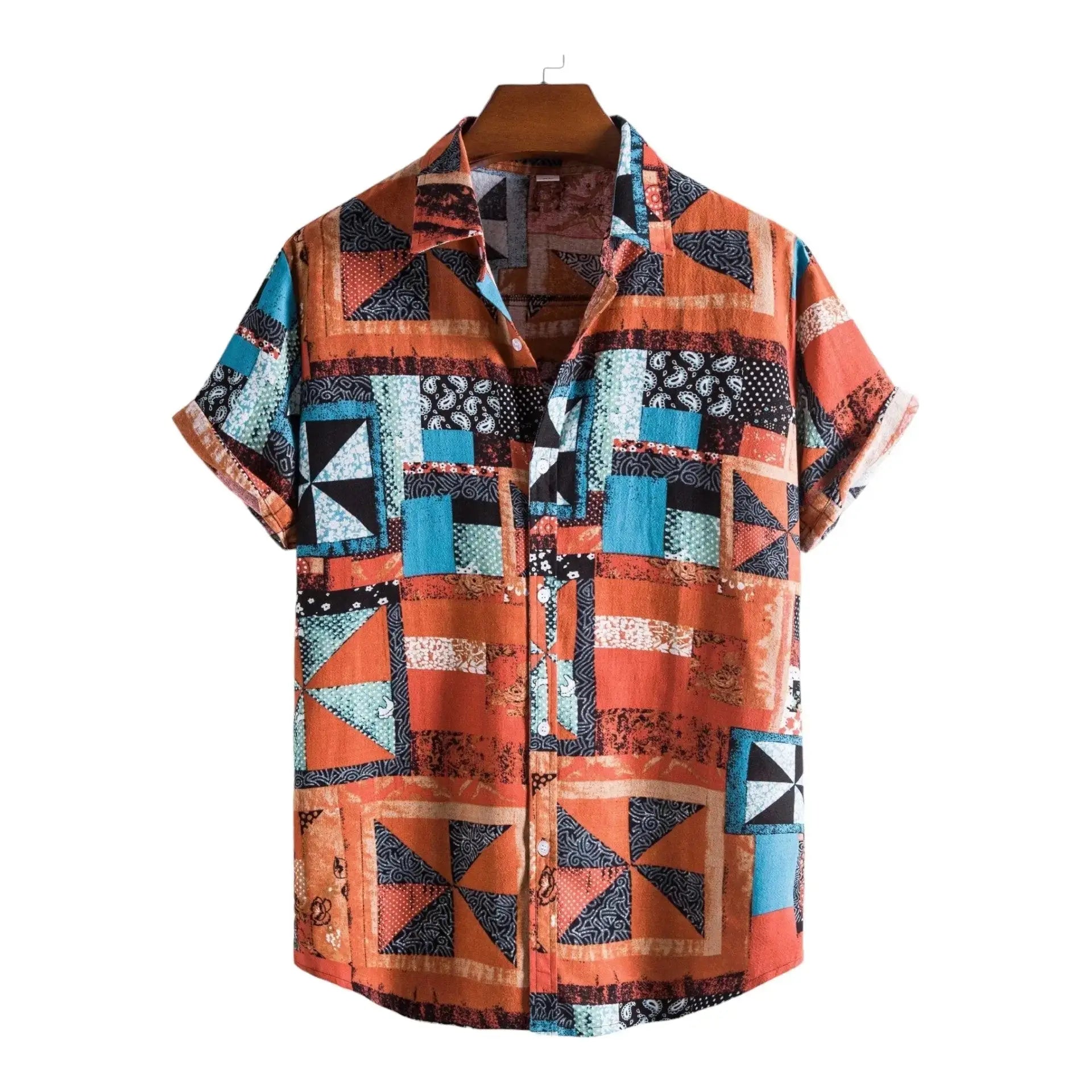 Summer Short Sleeve Shirts - Dan Flashes - Orange - Short sleeve summer shirts - Dan Flashes